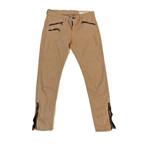 Rag & Bone Jean Pants Womens 27 Khaki Moto Zipper Skinny Ankle Stretch 6507